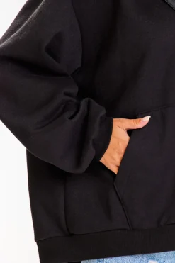 Outlet Obszerna bluza zasuwana na zamek - czarna Odzież Casualowa|Bluzy
