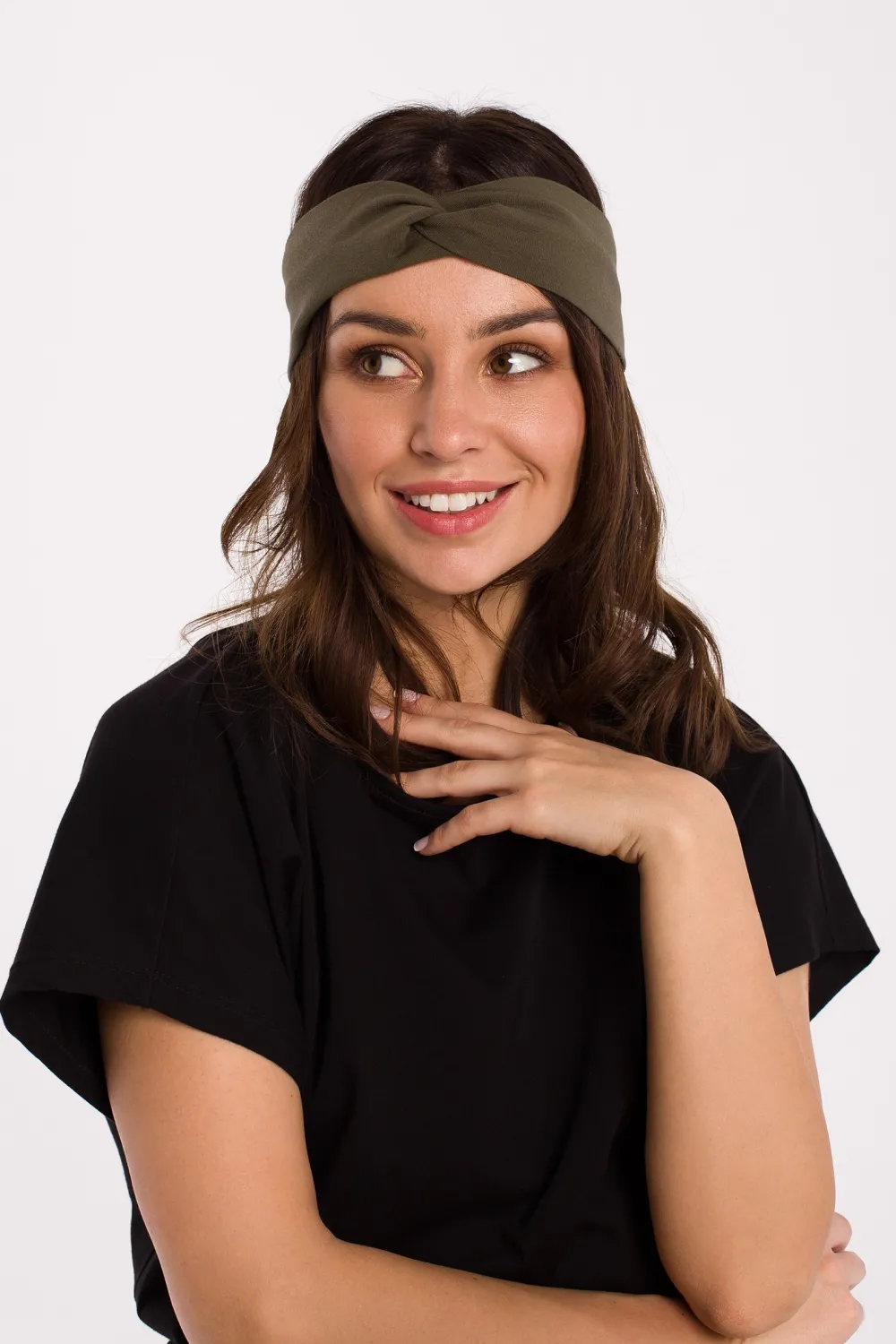 Clearance Opaska na głowę z przeplotem - khaki Akcesoria