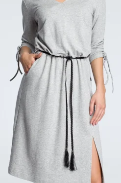 Clearance Pasek z plecionego sznurka boho z frędzlami na końcach - czarny Akcesoria