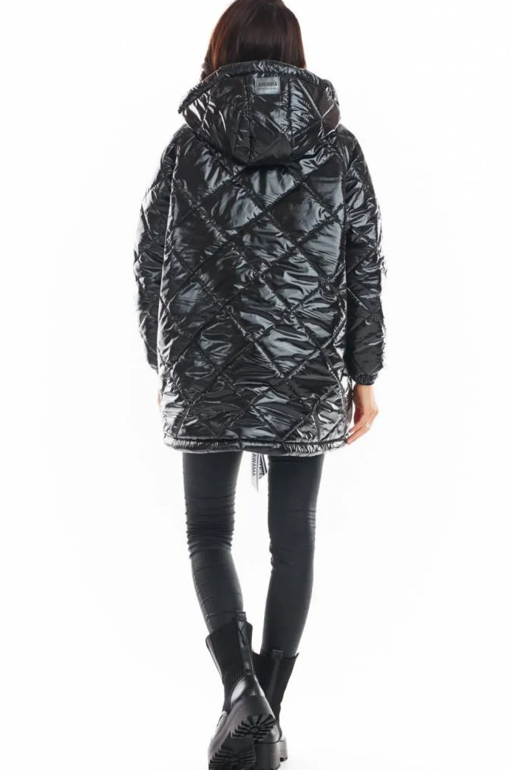 Clearance Pikowana kurtka oversize - czarna Płaszcze I Kurtki Przejściowe|Kurtki