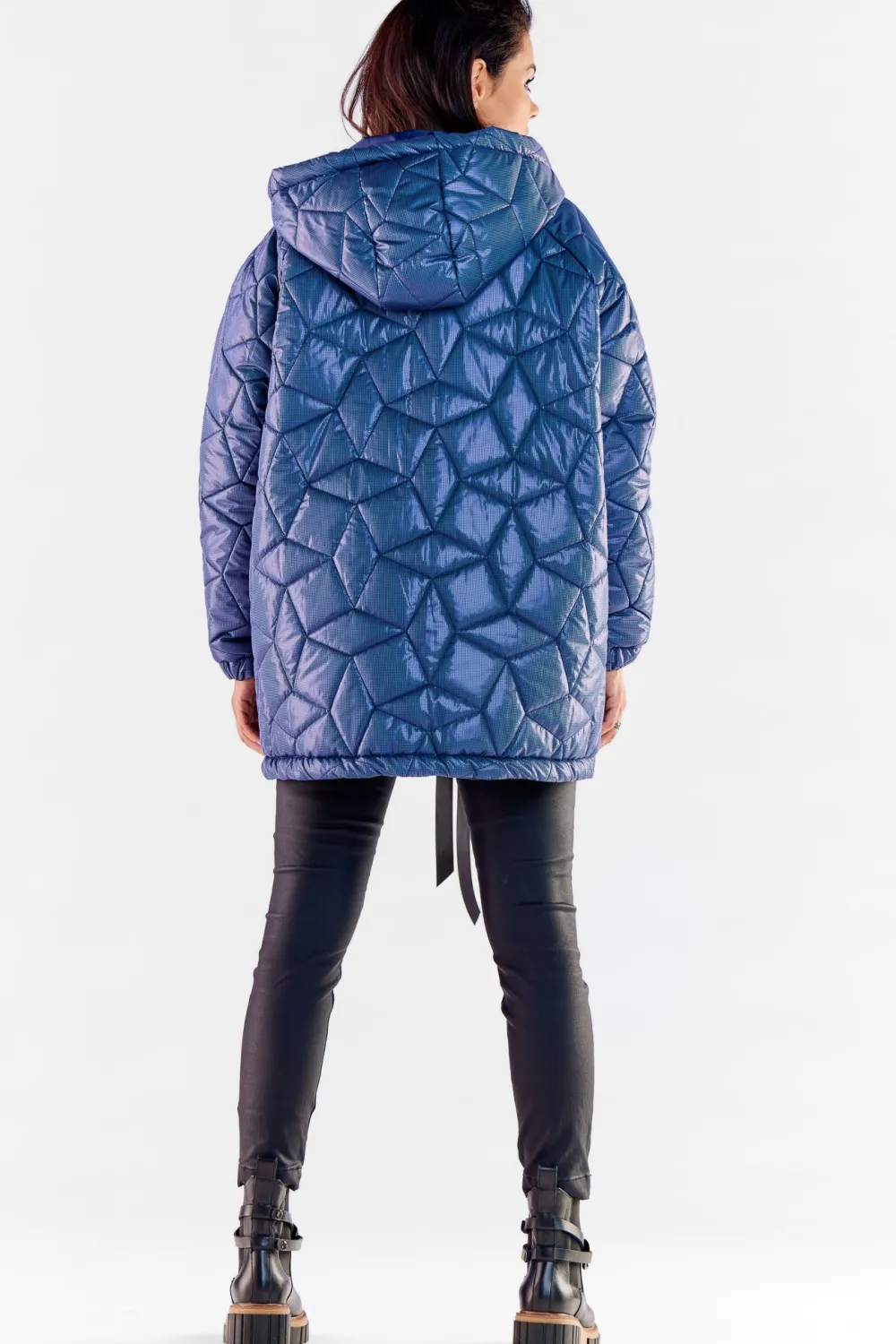 Online Pikowana kurtka oversize - granatowa Kurtki
