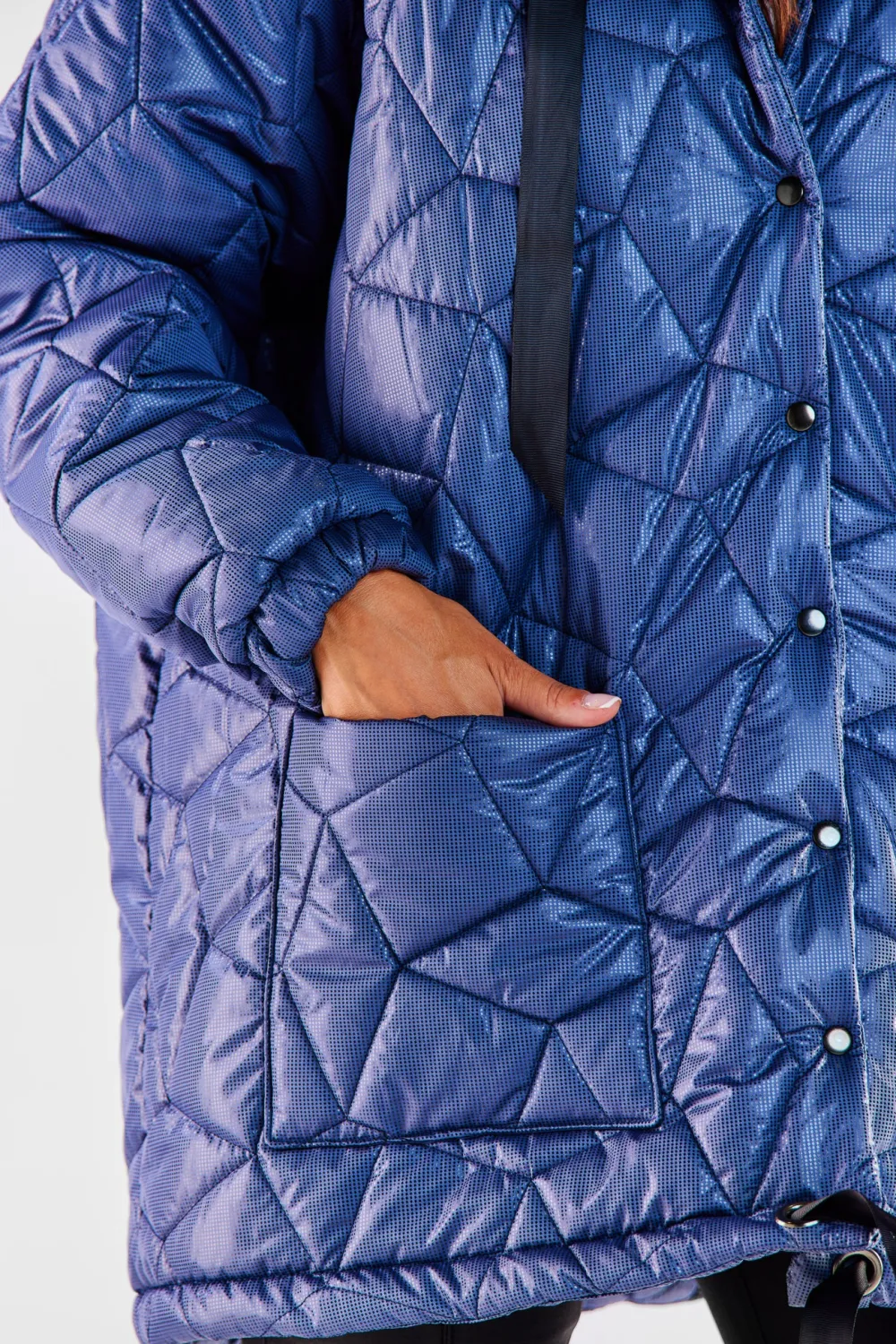 Online Pikowana kurtka oversize - granatowa Kurtki