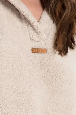 Puzowa buza overize z kiezenią kangurek - cappuccino Odzież Casualowa|Bluzy