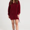 Sale Pluszowa bluza oversize z kieszenią kangurek - bordowa Odzież Casualowa|Bluzy