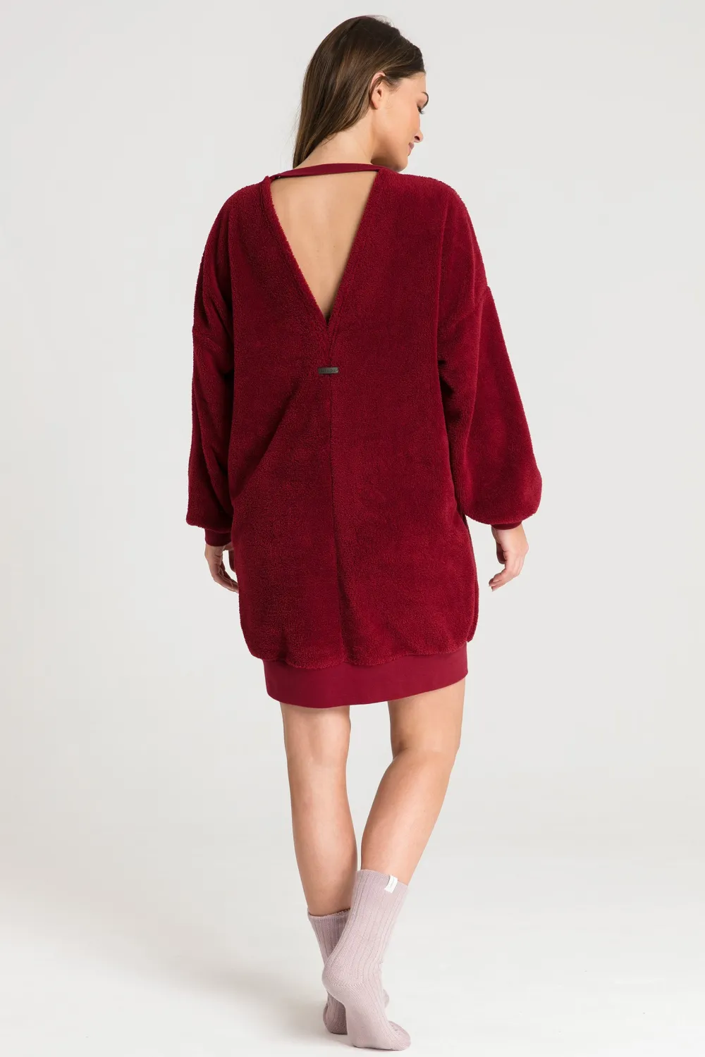 Discount Puzowa tunika z dekote na pecach - bordowa Odzież Casualowa|Bluzy