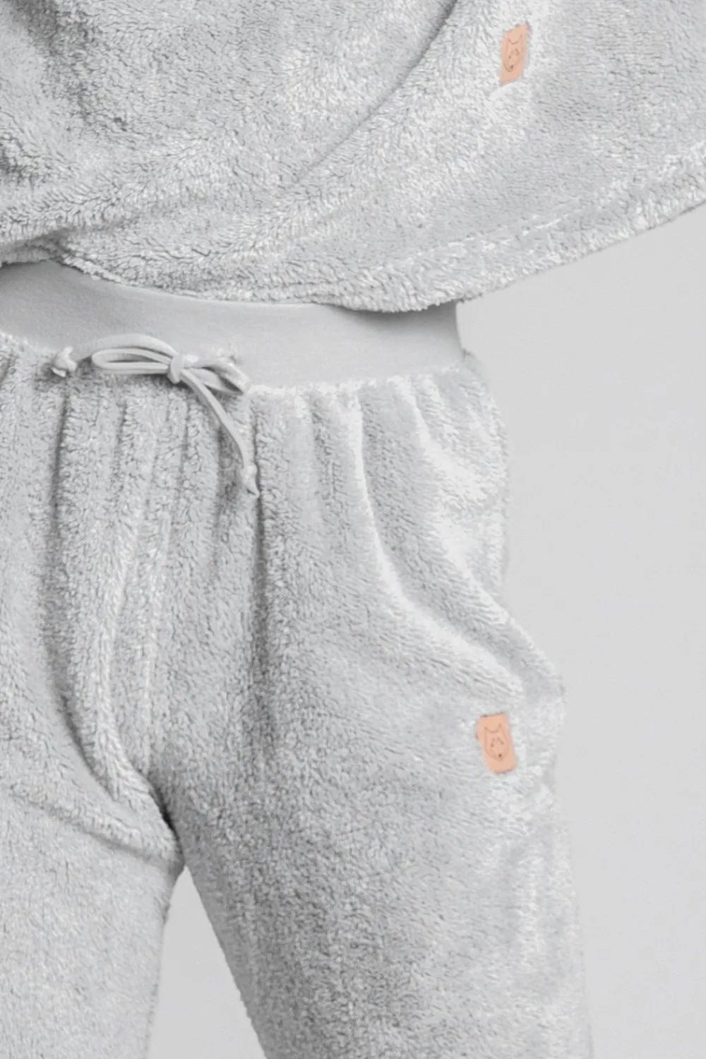 Pluszowe spodnie joggery - popielate Odzież Casualowa|Spodnie