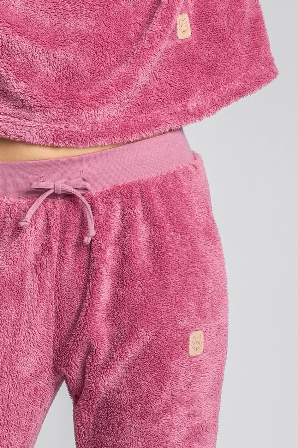Pluszowe spodnie joggery - wrzosowe Odzież Casualowa|Spodnie