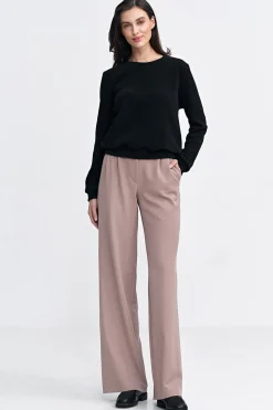 Clearance Prążkowana buza z długi rękawe - czarna Bluzy