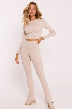 Best Prążkowane egginy z rozcięciai – piakowe Legginsy|Odzież Casualowa