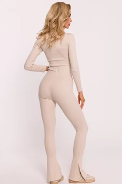 Best Prążkowane egginy z rozcięciai – piakowe Legginsy|Odzież Casualowa