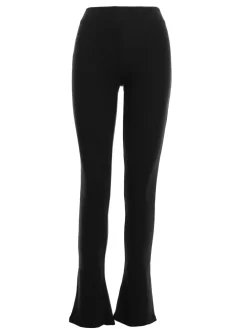 New Prążkowane egginy z rozcięciai – czarne Legginsy|Odzież Casualowa