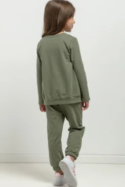 Discount Prosta bluza ze stójką dla dziewczynki - zielona Dzieci Odzież Dziecięca|Dobry Skład
