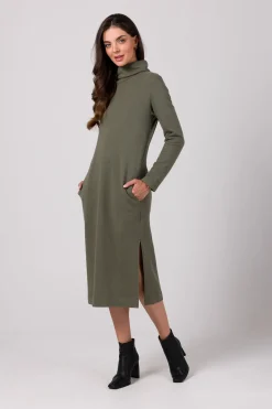 Outlet Prota ukienka idi z półgofe - khaki Sukienki Dzianinowe|Sukienki