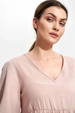Sale Rozkloszowana sukienka mini z falbanami - beżowa Sukienki Na Wiosnę|Sukienki