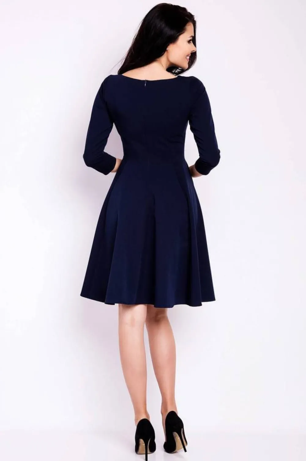 Online Rozkloszowana sukienka wieczorowa - granatowa Dobry Skład|Sukienki