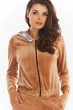 Hot Rozpinana buza z kapture - beżowa Odzież Casualowa|Bluzy