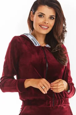 Hot Rozpinana buza z kapture - bordowa Odzież Casualowa|Bluzy