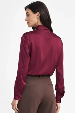 New atynowa kozua body z kołnierzykie – bordowa Koszule|Body