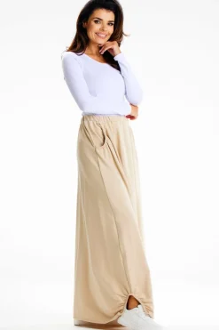 New pódnica axi z guą w taii - beżowa Odzież Casualowa|Dobry Skład
