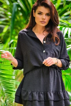 Hot pódniczka ini z guą w paie i fabankai - czarna Odzież Casualowa|Spódnice