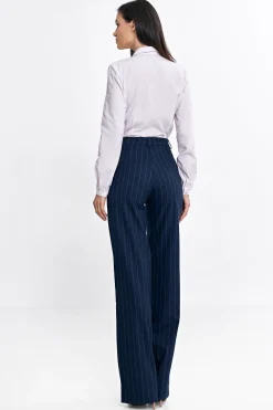 podnie bootcut z zerokii nogawkai – granatowe Spodnie