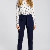 Clearance Spodnie chino z paskiem - granatowe Spodnie