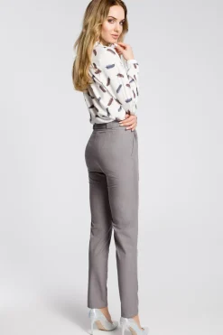 Clearance Spodnie chino z paskiem - szare Spodnie