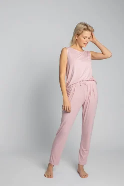 Discount podnie do pania z wąkii nogawkai - różowe Piżamy