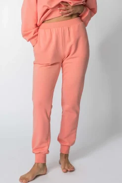 Online podnie dreowe joggery ze ściągacze - koraowe Odzież Casualowa|Spodnie