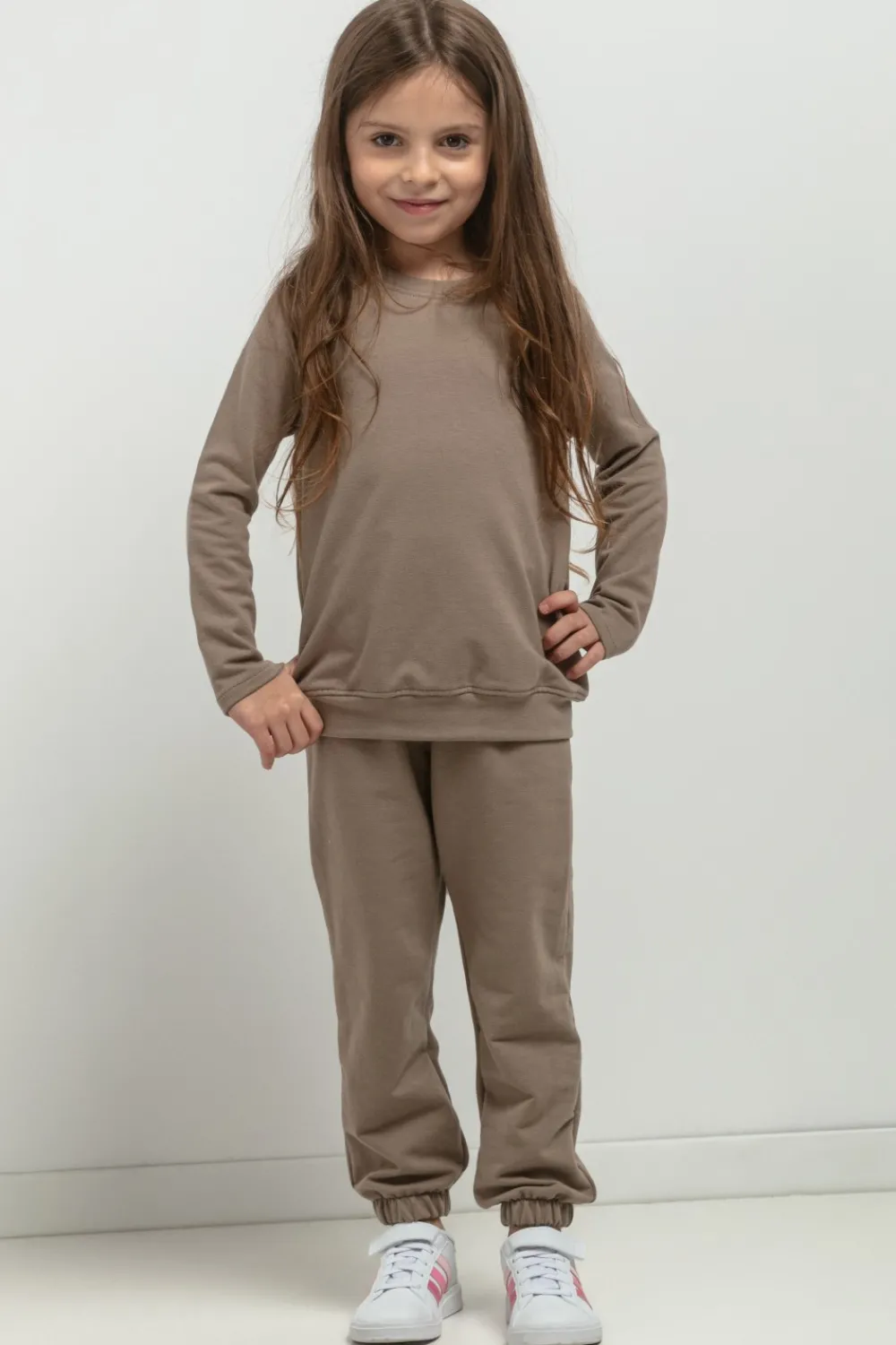 Hot Spodnie dresowe typu jogger dla dziewczynki - cappuccino Dzieci Odzież Dziecięca|Dobry Skład