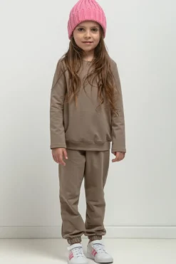 Hot Spodnie dresowe typu jogger dla dziewczynki - cappuccino Dzieci Odzież Dziecięca|Dobry Skład