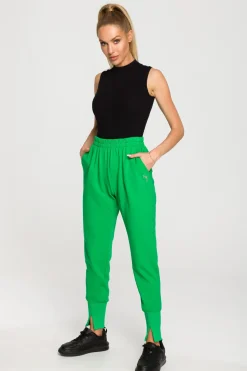 New podnie dreowe typu jogger z rozcięciai - oczyto zieone Odzież Casualowa|Dobry Skład