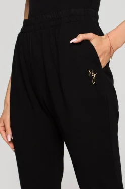Hot podnie dreowe typu jogger z rozcięciai - czarne Odzież Casualowa|Dobry Skład