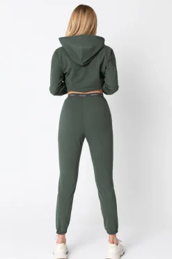 Outlet podnie typu jogger z ogowaną guą - oiwkowe Odzież Casualowa|Spodnie