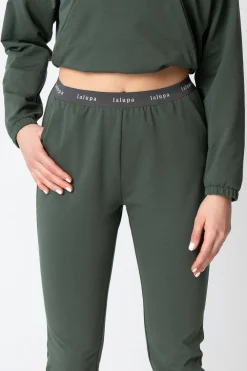 Outlet podnie typu jogger z ogowaną guą - oiwkowe Odzież Casualowa|Spodnie
