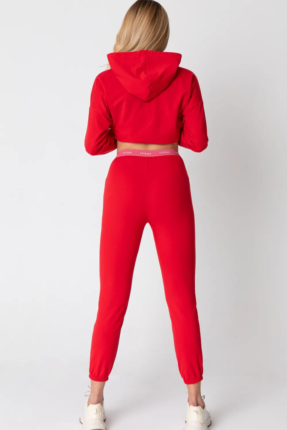 New podnie typu jogger z ogowaną guą - czerwone Odzież Casualowa|Spodnie