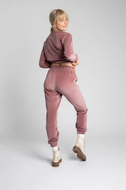 Clearance podnie typu jogger z weuru - brudny róż Odzież Casualowa|Spodnie