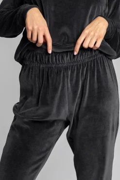 Outlet Spodnie typu jogger z weluru - grafitowe Odzież Casualowa|Spodnie