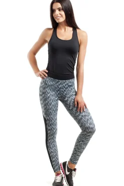 Clearance Sportowe legginsy FIT z czarną wstawką na łydce - model 4 Legginsy