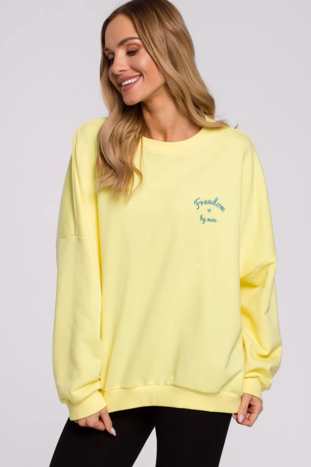 Outlet Stylowa bluza oversize - cytrynowa Odzież Casualowa|Bluzy