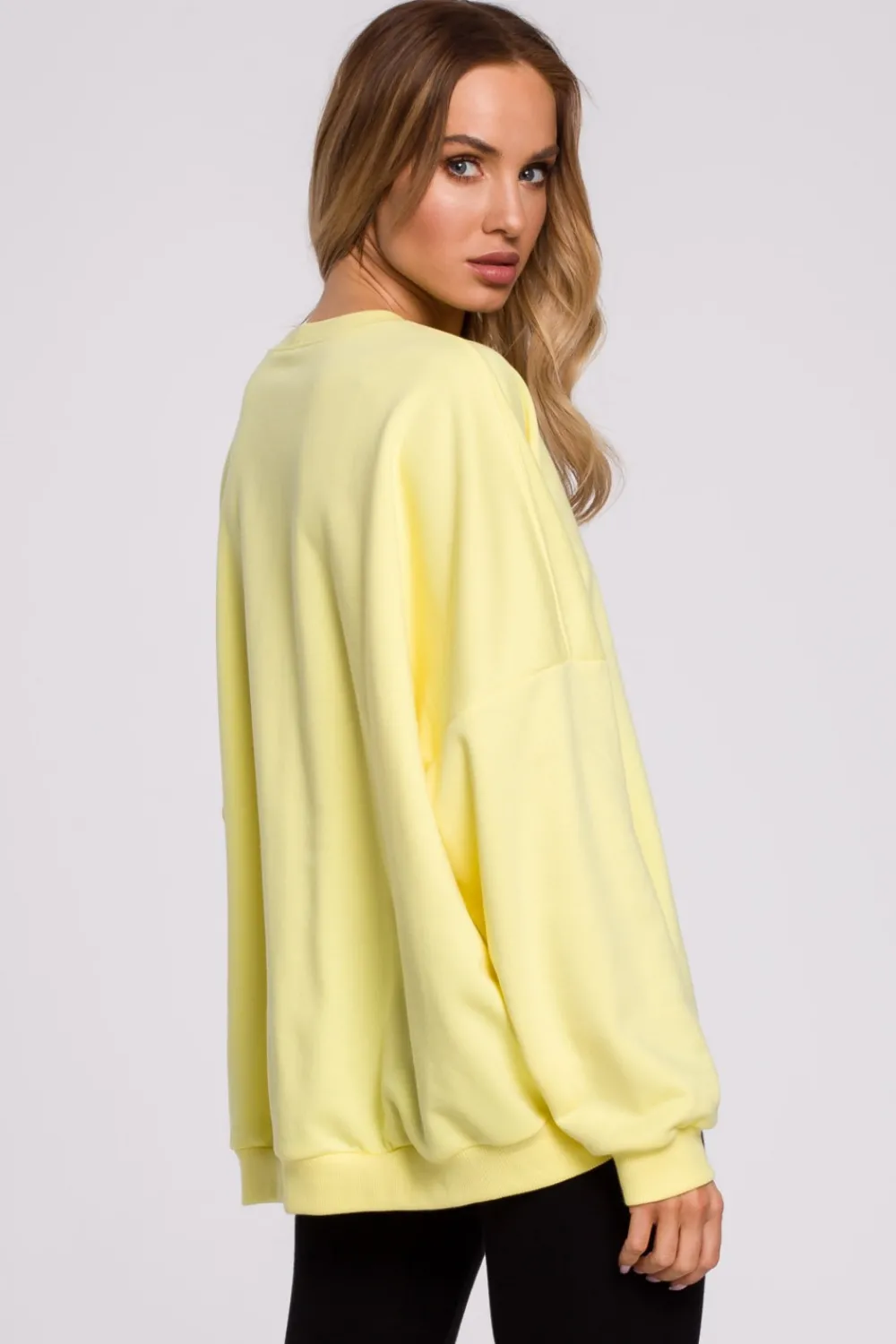 Outlet Stylowa bluza oversize - cytrynowa Odzież Casualowa|Bluzy