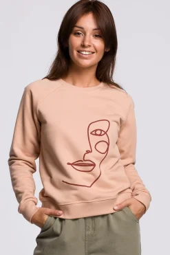 Clearance tyowa buza z nadrukie - beżowa Odzież Casualowa|Dobry Skład