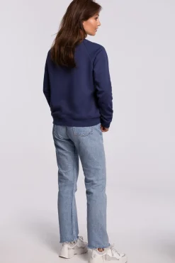 Online Stylowa bluza z nadrukiem - niebieska Odzież Casualowa|Dobry Skład