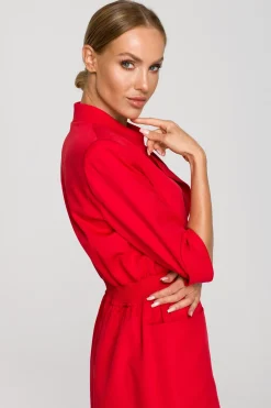 Hot Sukienka żakietowa mini z gumą w pasie - czerwona Sukienki Żakietowe|Sukienki