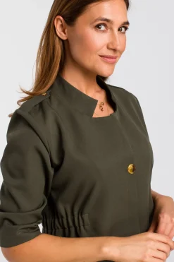 Clearance ukienka żakietowa z guką - khaki Sukienki Żakietowe|Sukienki