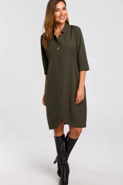 Clearance ukienka żakietowa z guką - khaki Sukienki Żakietowe|Sukienki