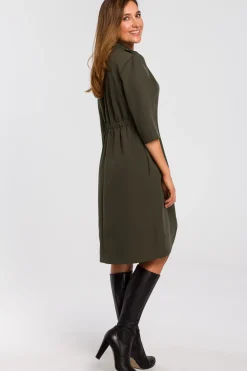 Clearance ukienka żakietowa z guką - khaki Sukienki Żakietowe|Sukienki