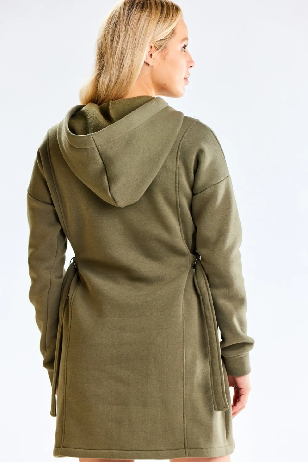 ukienka dreowa z kapture - khaki Sukienki Dzianinowe|Sukienki