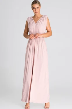 Online Sukienka maxi na ramiączkach - jasnoróżowa Sukienki Wieczorowe|Sukienki