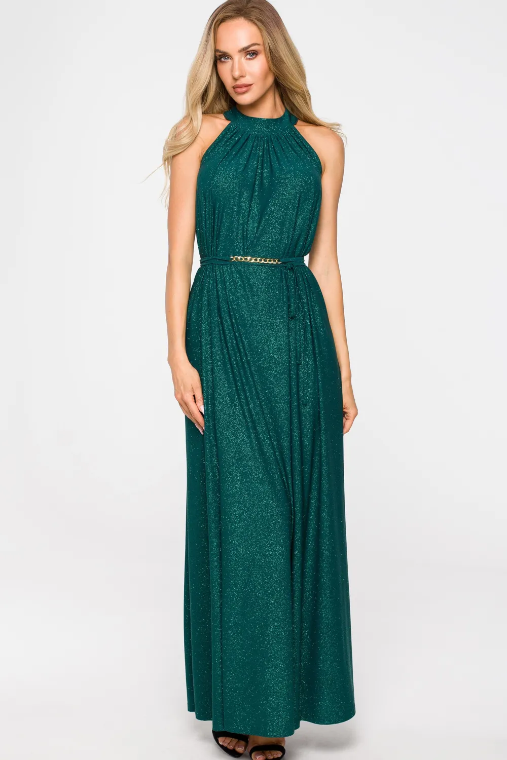 Clearance Sukienka maxi z dekoltem typu halter - szmaragdowa Sukienki Wieczorowe|Sukienki